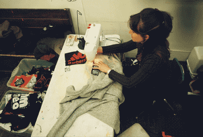 Laila sewing custom shirt