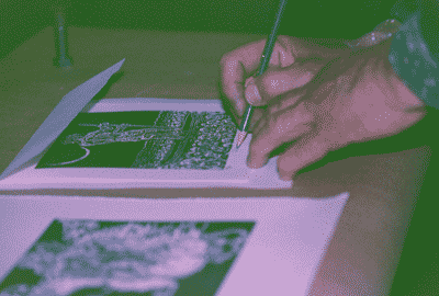 Henry Morales signs relief print