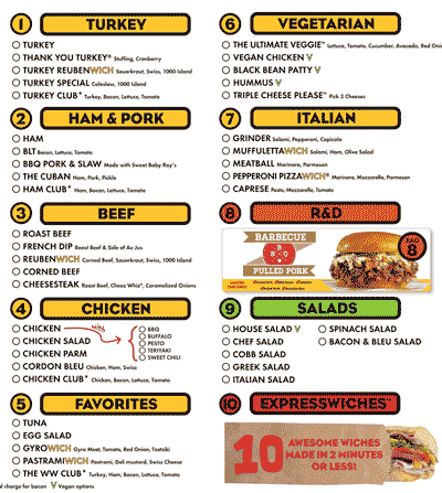 Which Wich Sandwich Menu